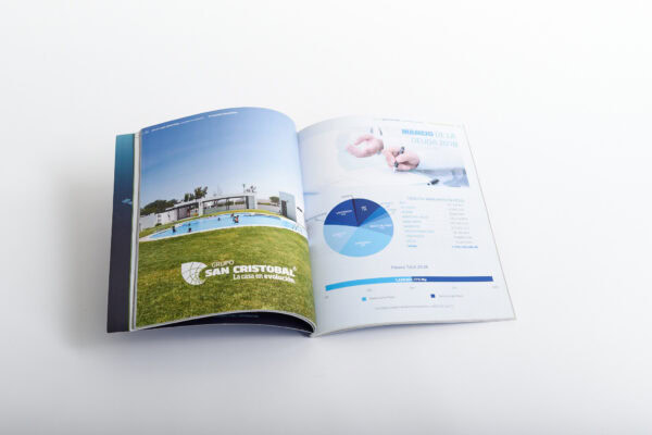 Informe tipo libro pasta blanda con barniz