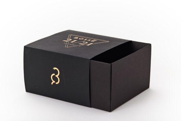 Caja Blanda deslizable con tinta dorada