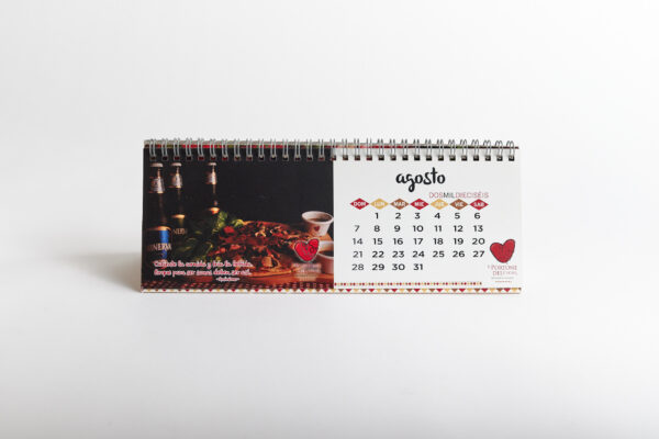 Calendario engargolado horizontal alargado